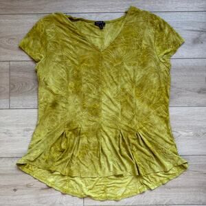 Chartreuse y2k boho top with embroidered details size xl